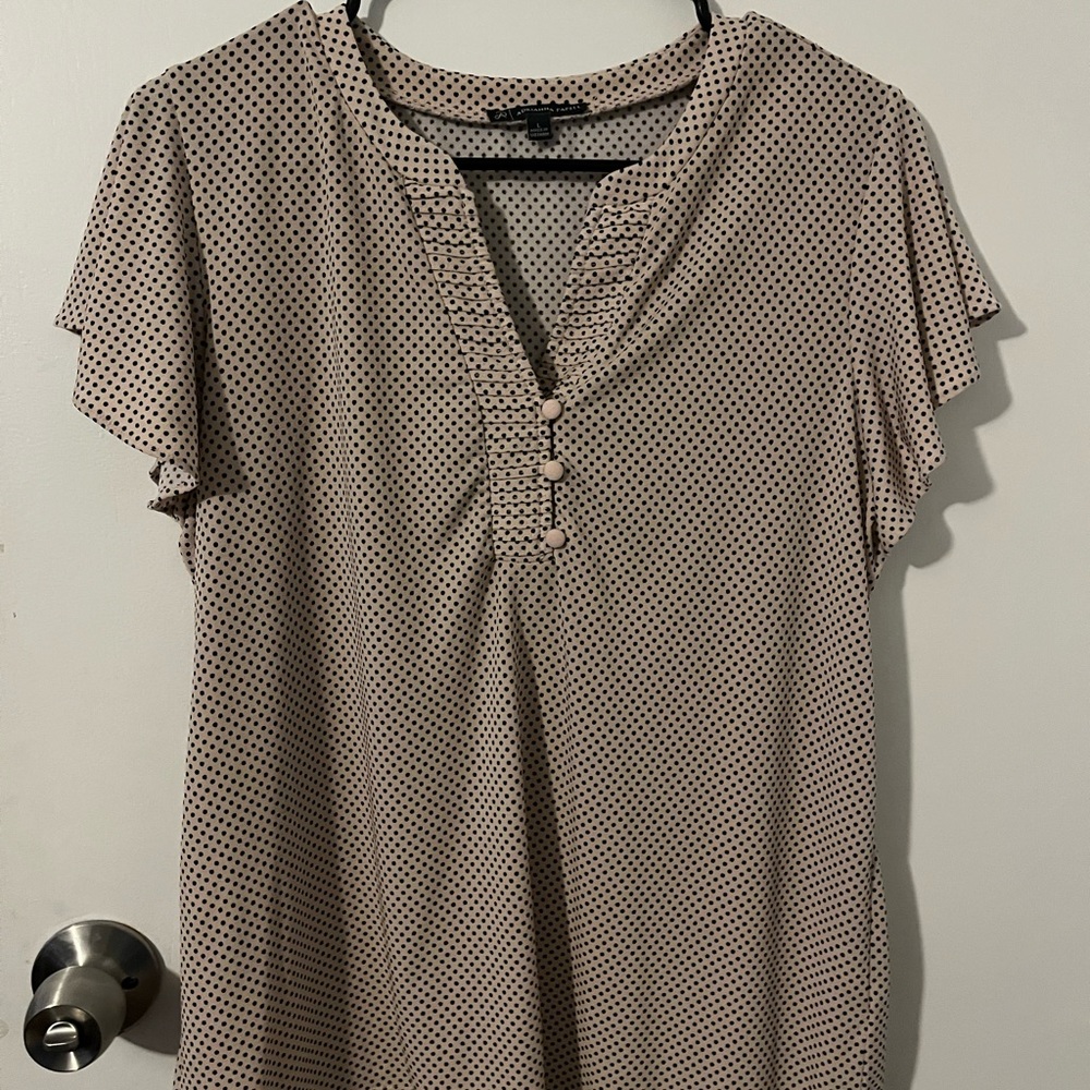 Light Pink and Black Polyester Top